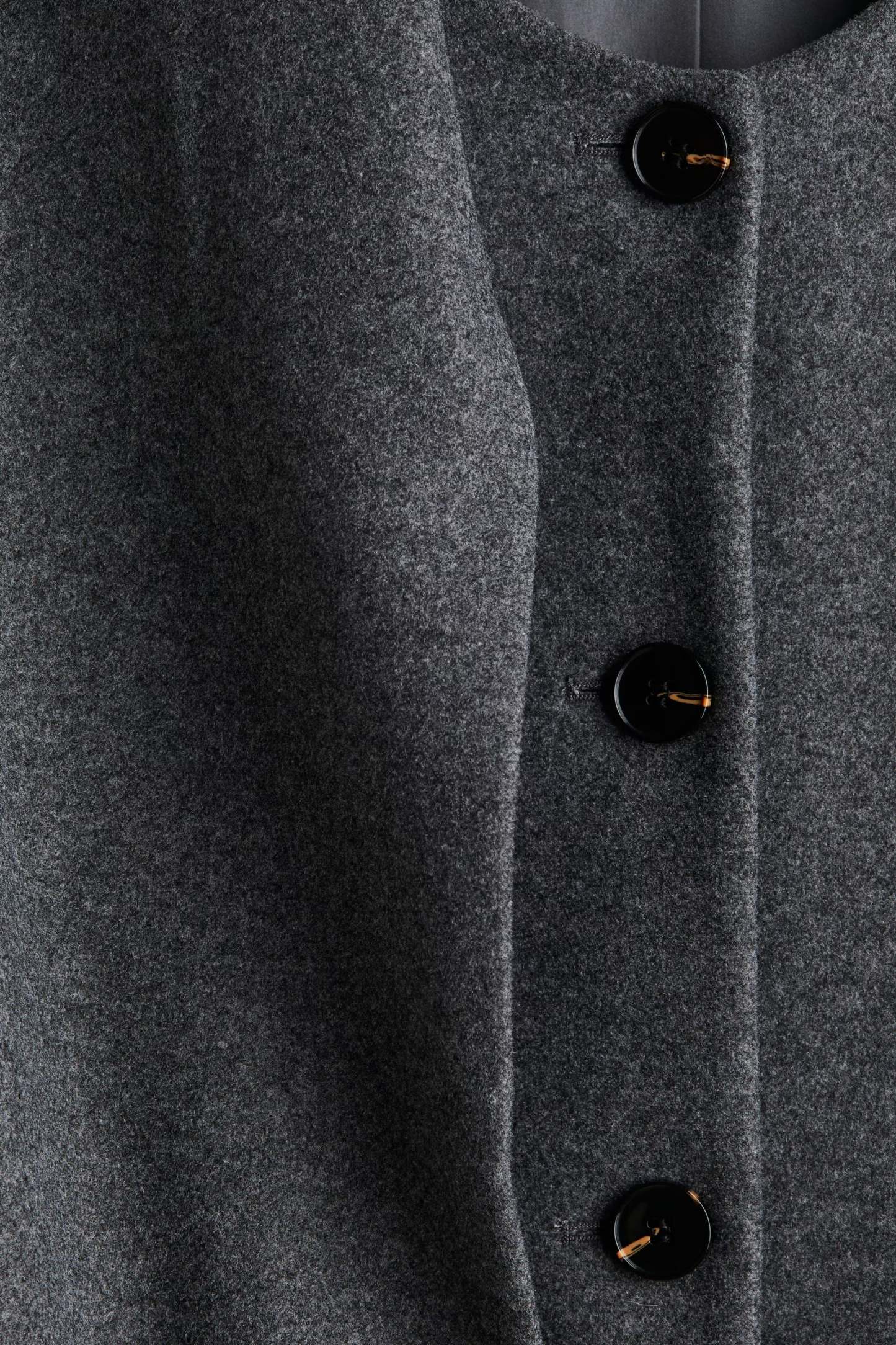Solveig Detachable Shawl Collar Coat - Dark Gray