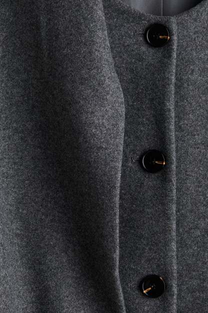 Solveig Detachable Shawl Collar Coat - Dark Gray