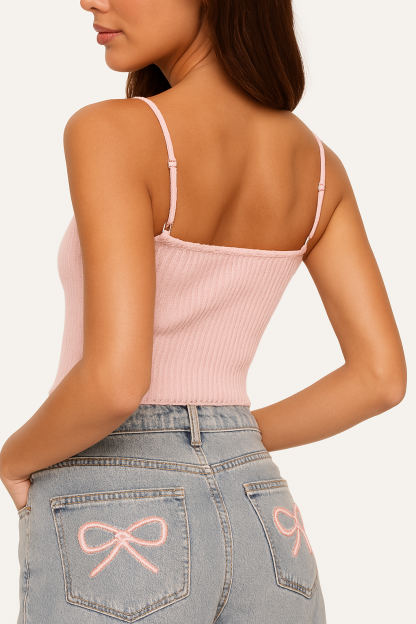 Suzette Relaxed Bow Pocket Jeans - Light Blue