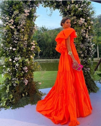Thais Tiered Maxi Dress - Orange