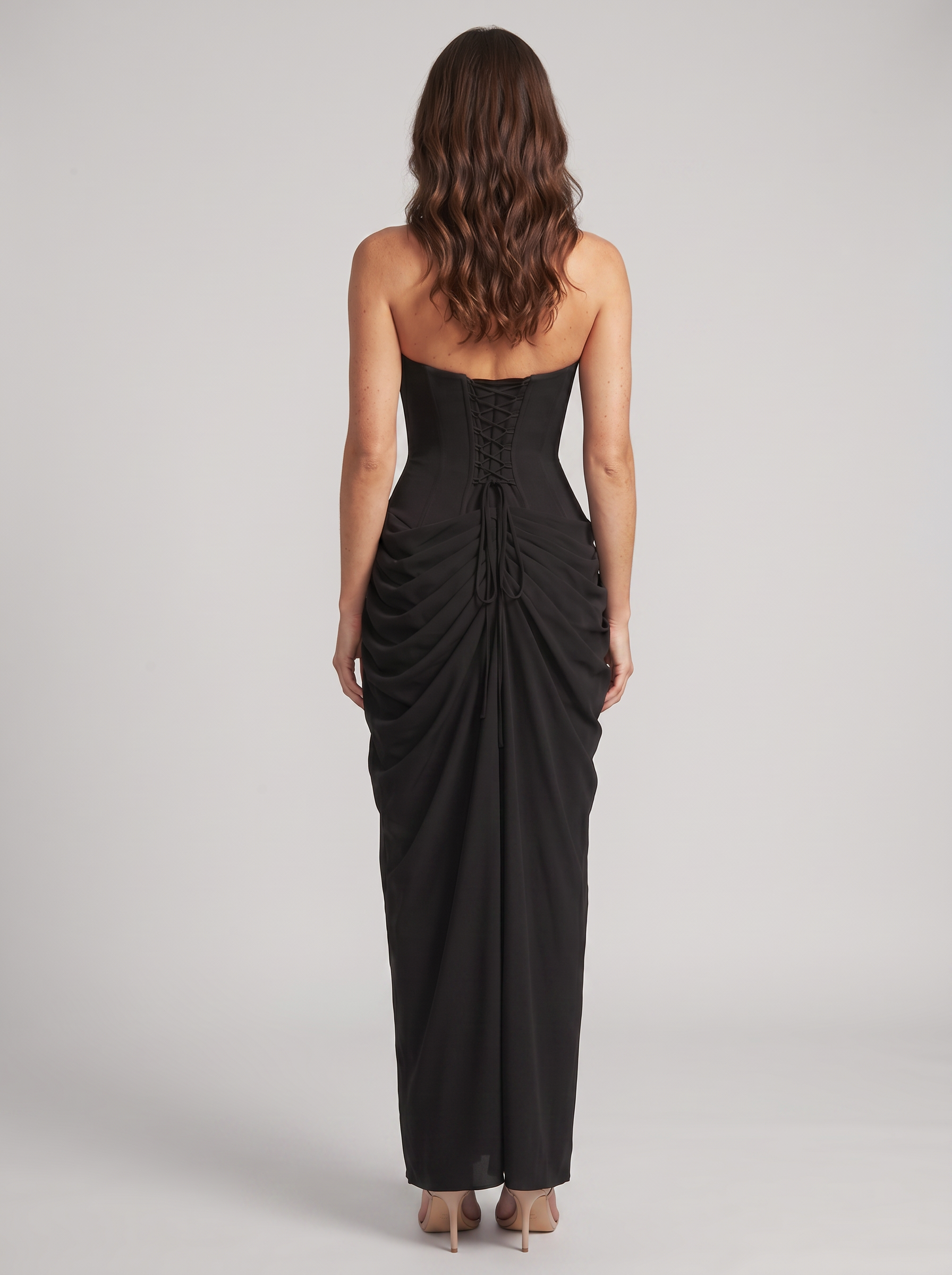 Thora Strapless Slit Maxi Dress - Black