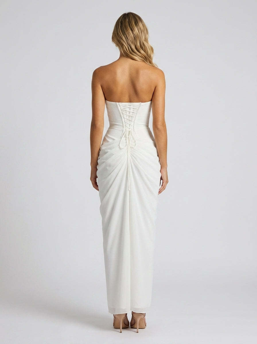 Thora Strapless Slit Maxi Dress - Ivory