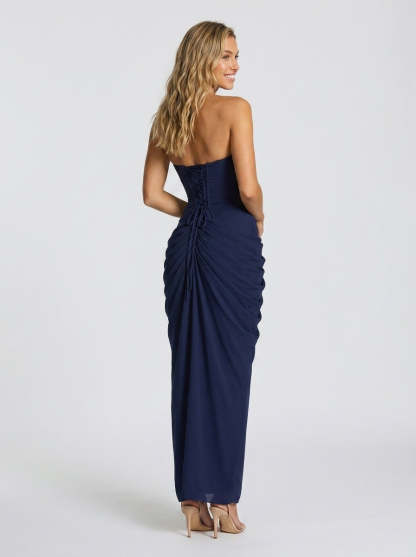 Thora Strapless Slit Maxi Dress - Navy
