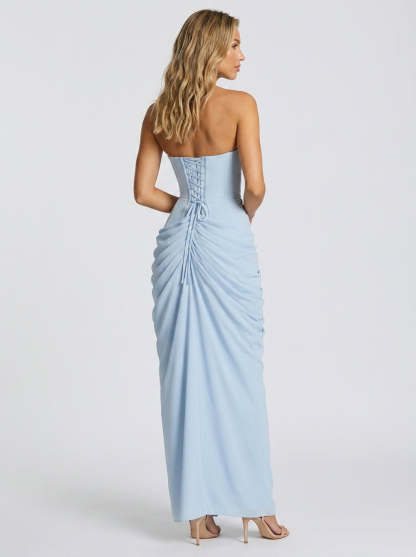 Thora Strapless Slit Maxi Dress - Sky Blue