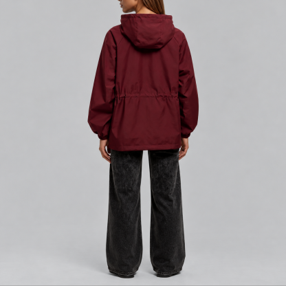 Tori Waterproof Drawstring Hooded Jacket - Burgundy