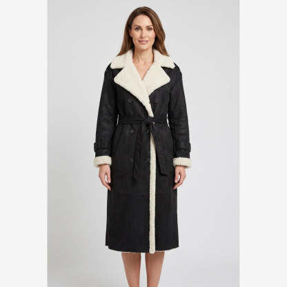 Ulrika Belted Aviator Coat - Black