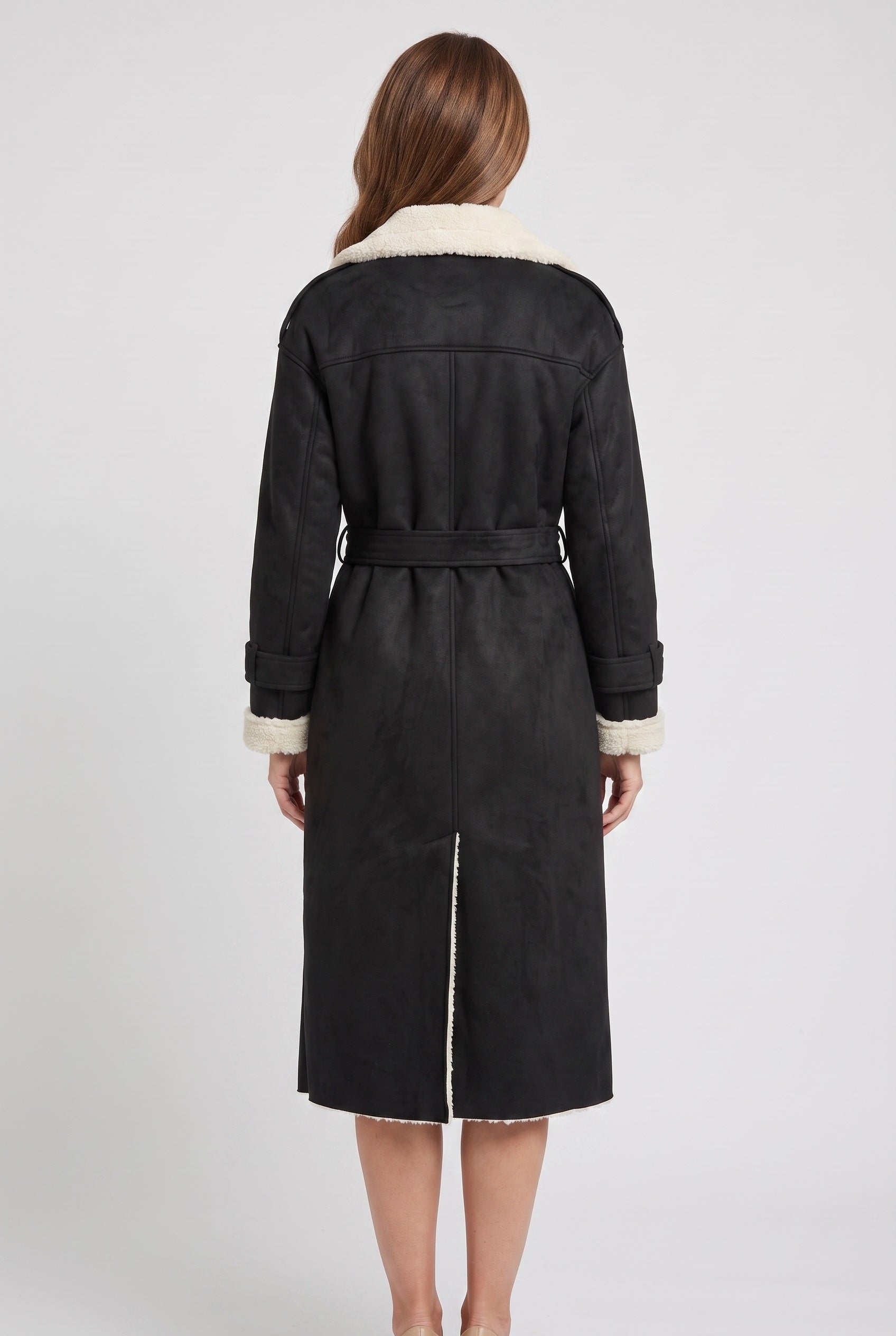 Ulrika Belted Aviator Coat - Black