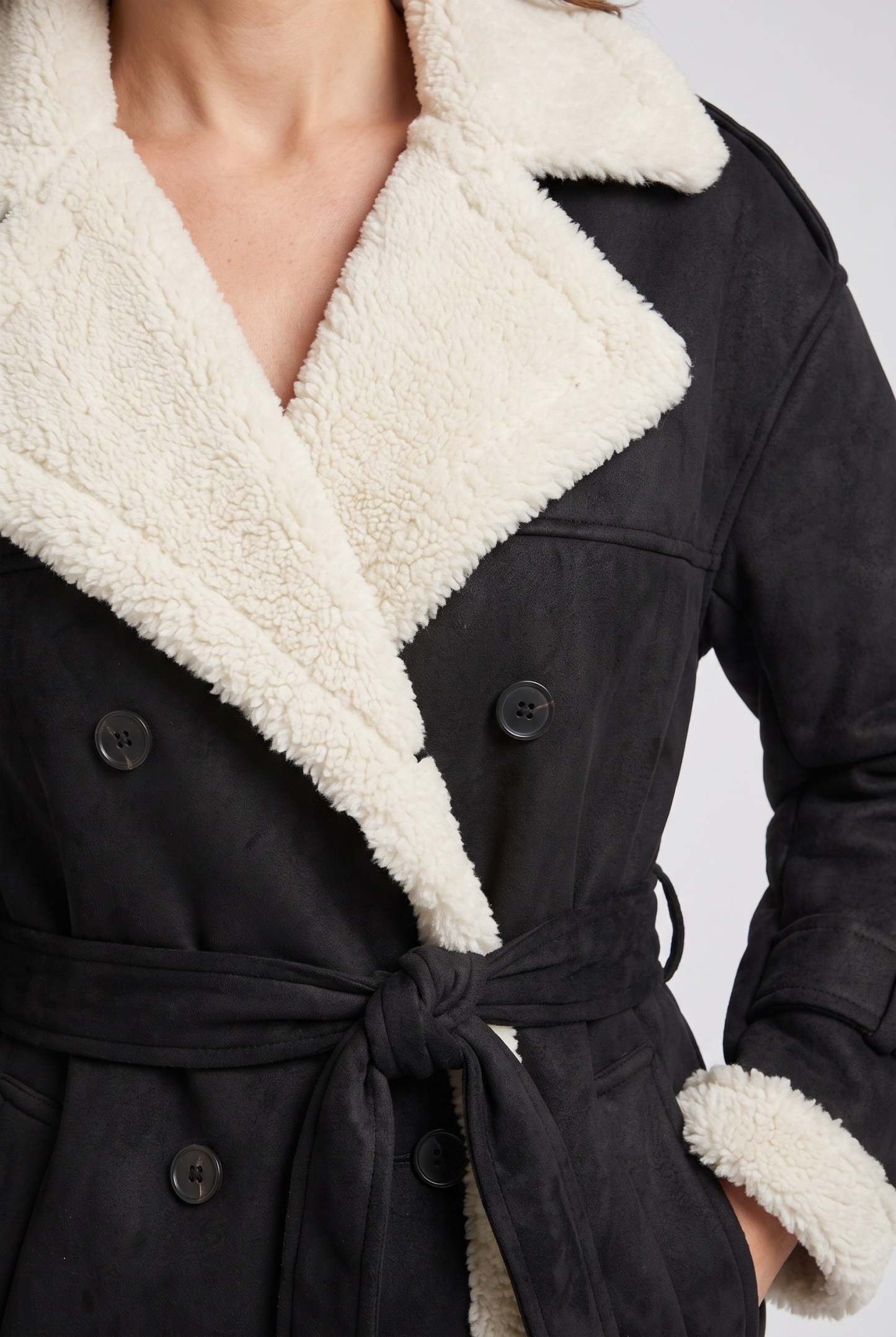 Ulrika Belted Aviator Coat - Black