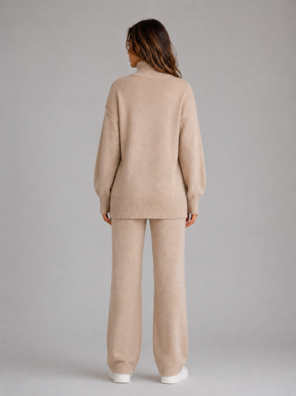 Unity Oversized Roll Neck Lounge Set - Beige