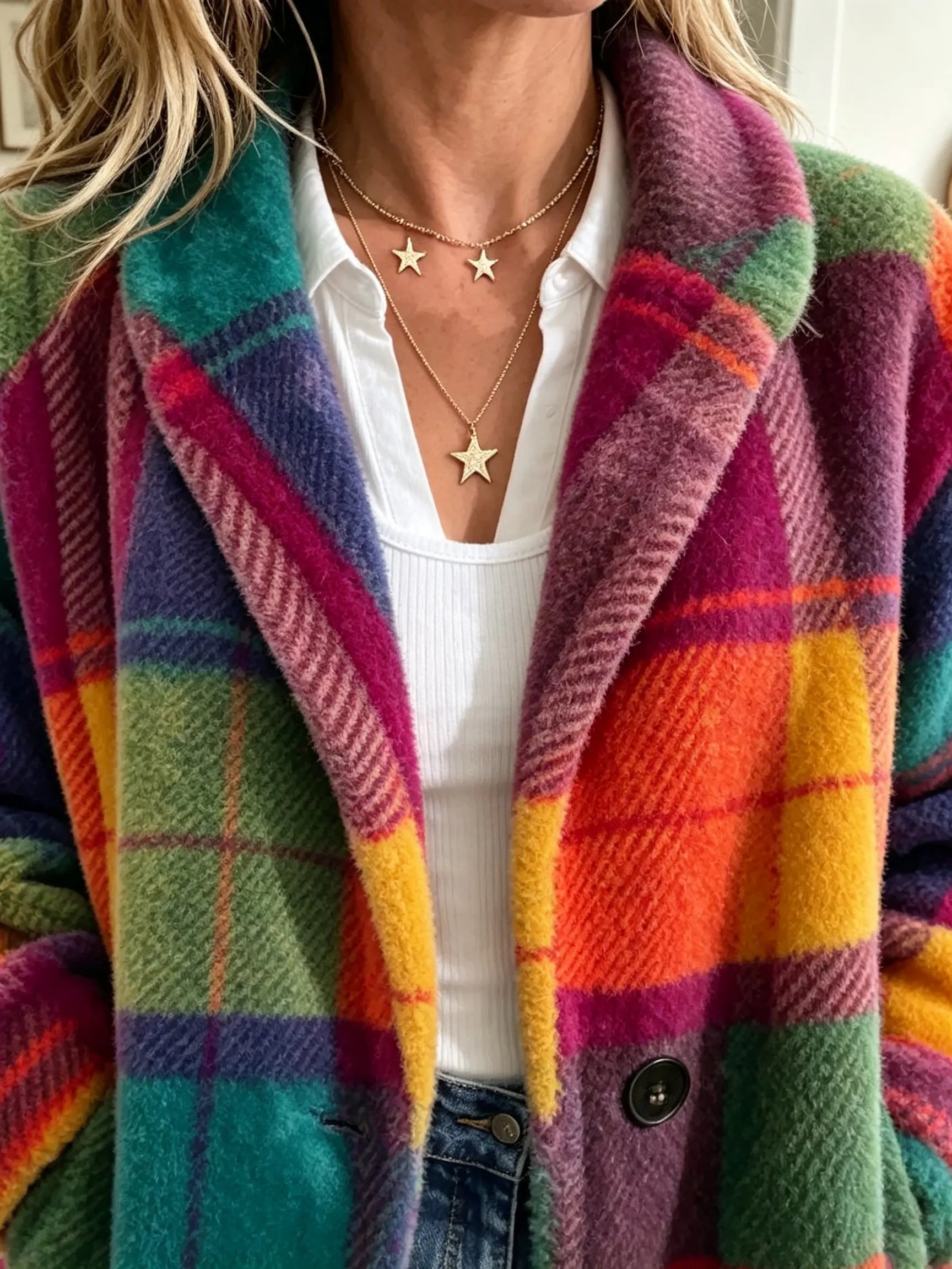 Urielle Rainbow Plaid Jacket - Rainbow Plaid
