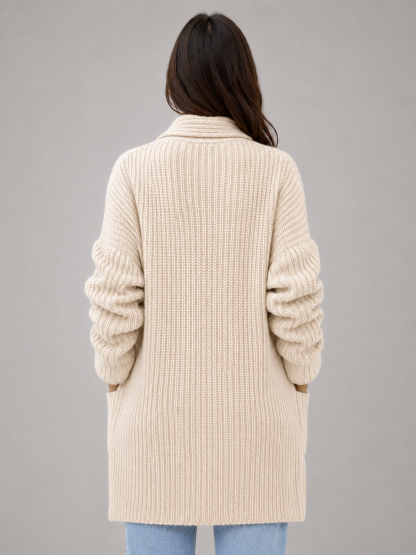Usha Open Front Longline Cardigan - Beige