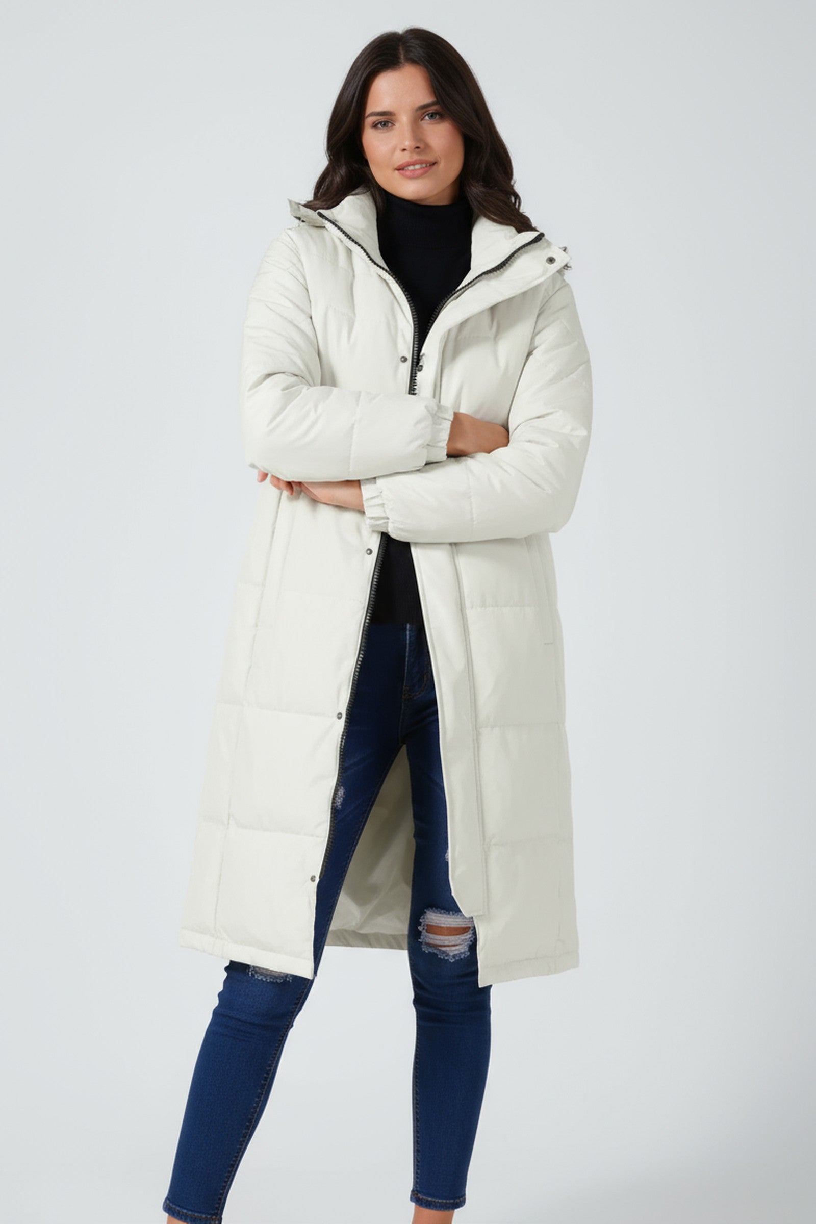 Valka Hooded Quilted Puffer Coat - White