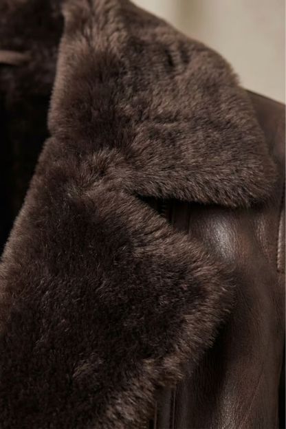 Vanessa Faux Leather Shearling Collar Zip Jacket