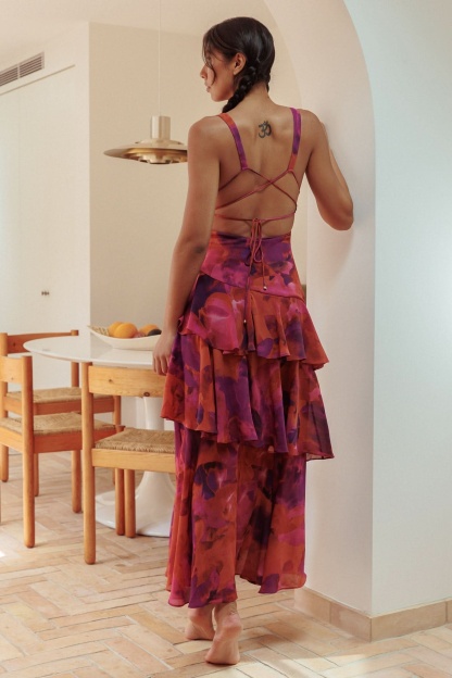 Veda Ruffle Midi Dress