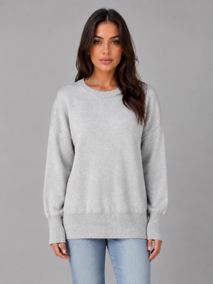 Vega Oversized Crew Neck Sweater - Heather Gray
