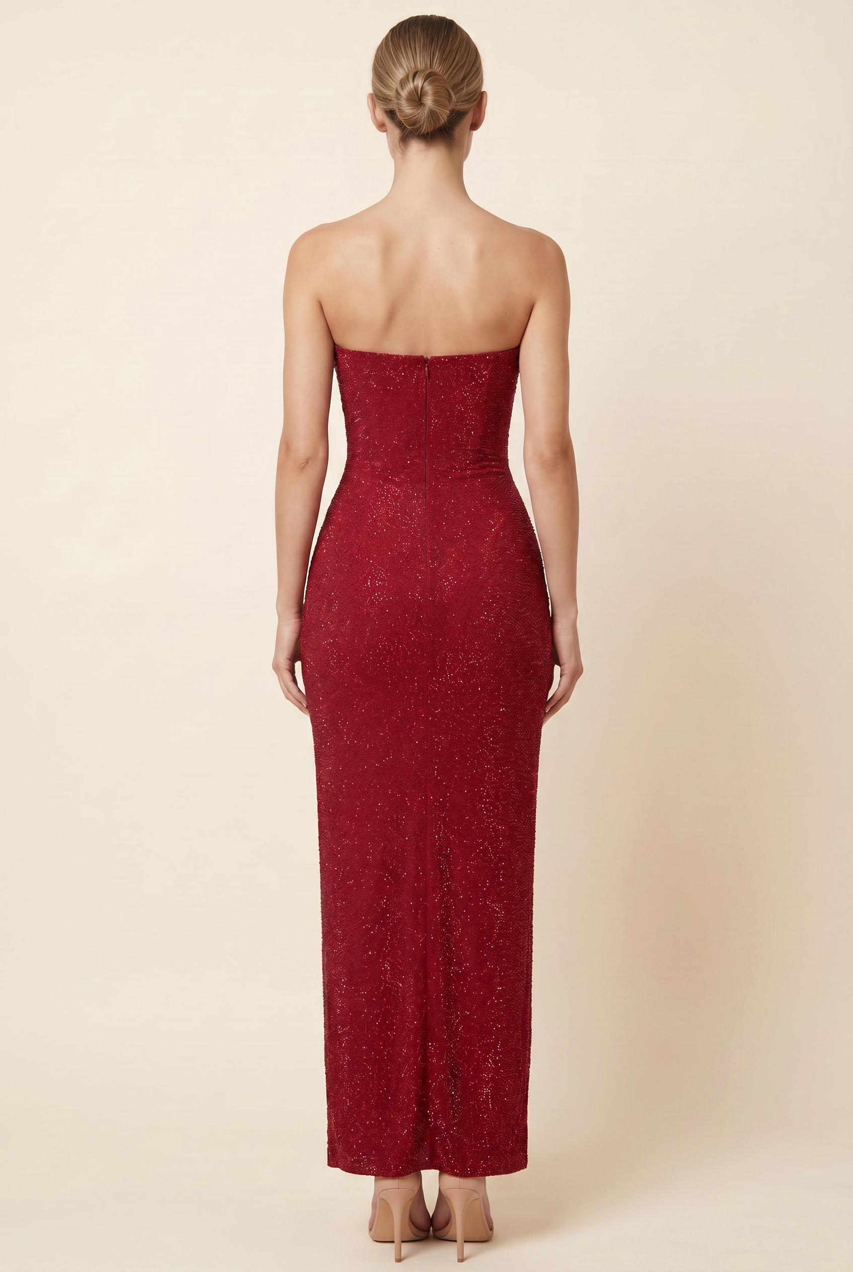 Verona Strapless Maxi Dress - Deep Red