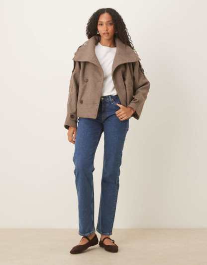 Vita Oversized Funnel Neck Coat - Taupe