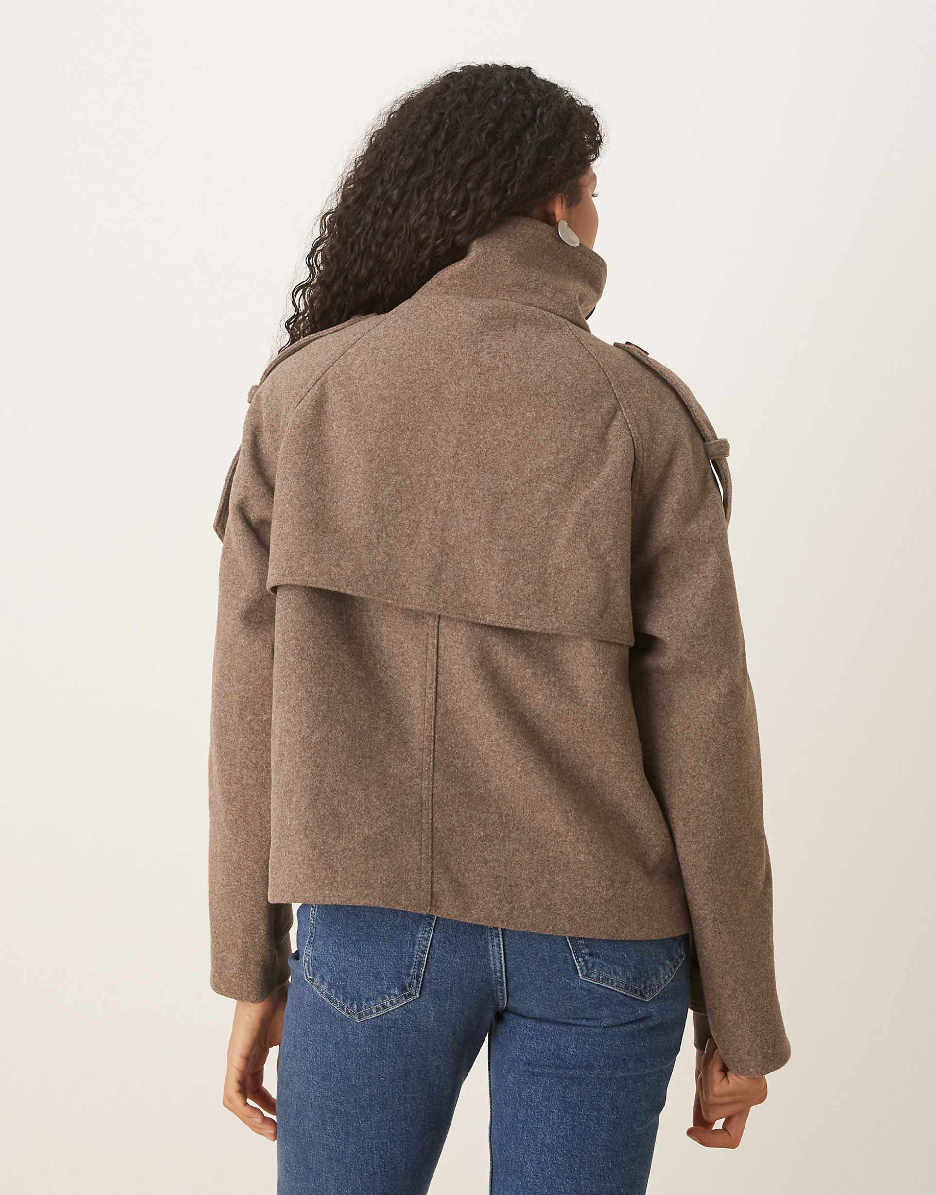 Vita Oversized Funnel Neck Coat - Taupe