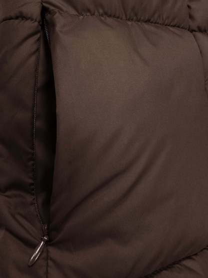 Yessenia Hooded Drawstring Puffer Parka - Brown