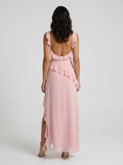 Yolande Ruffle Maxi Dress - Blush Pink