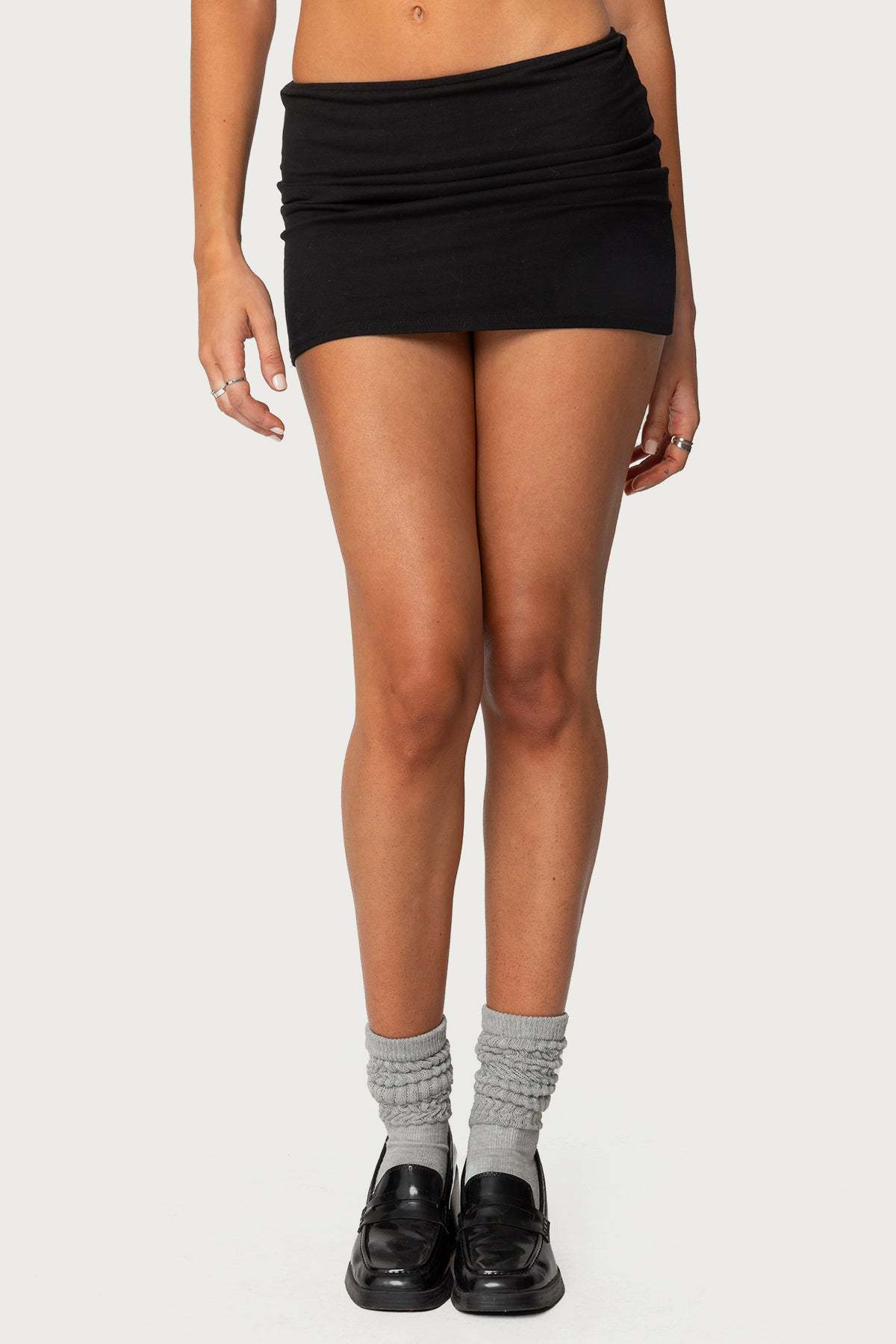 Aisha Low Rise Mini Skirt - BLACK