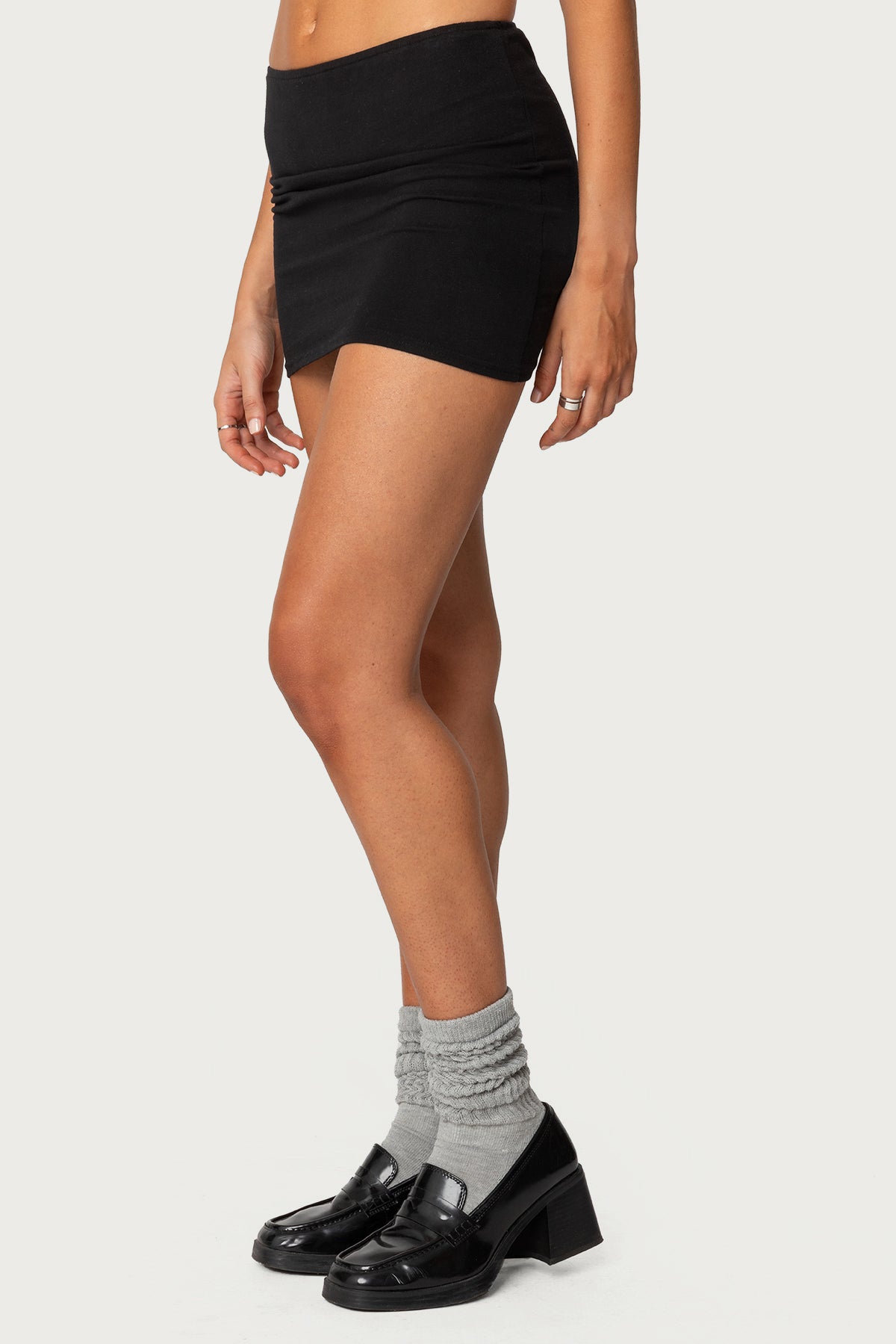 Aisha Low Rise Mini Skirt - BLACK