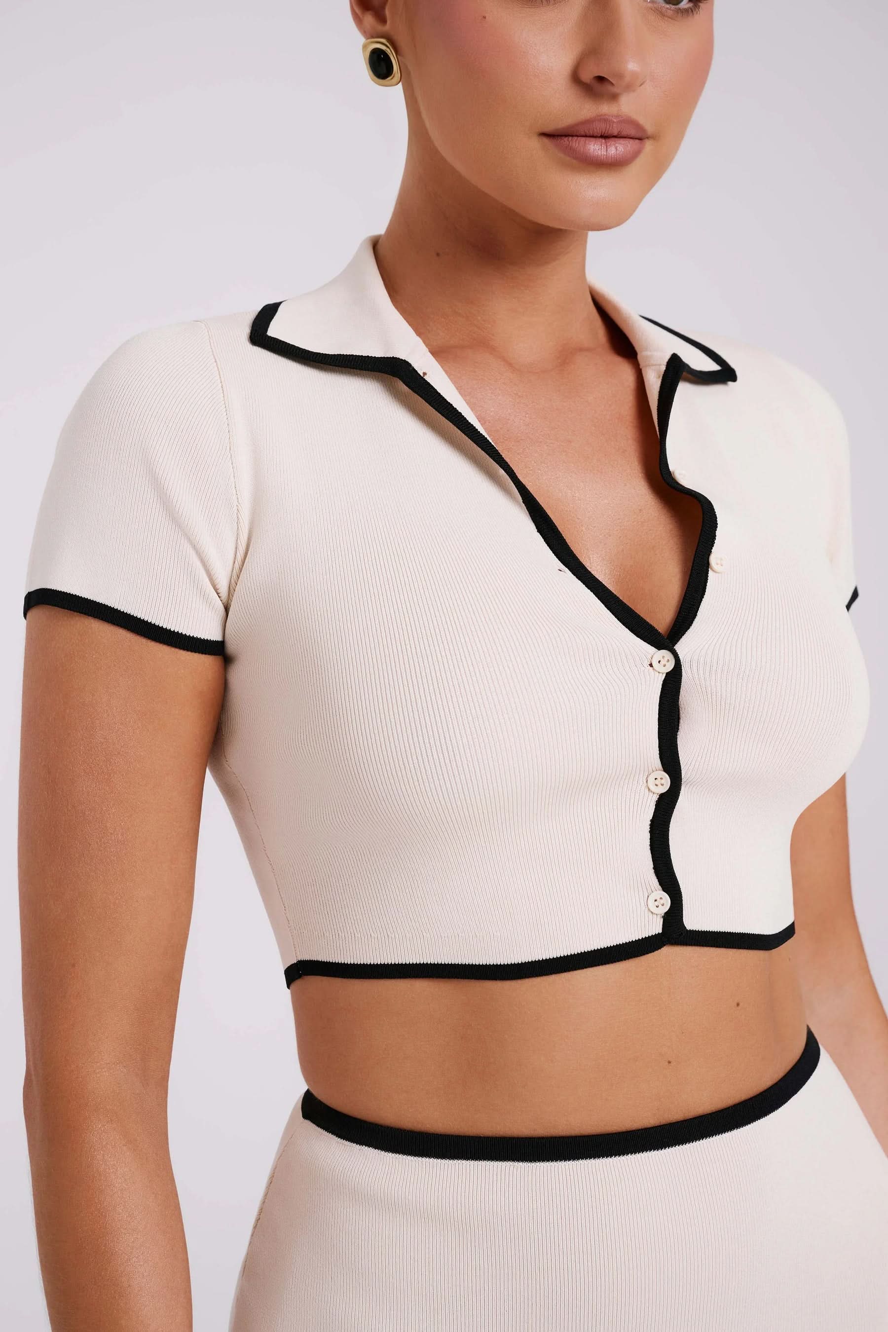 Women's Cocktail Ribbed Knit Button Front Mini Skirt Set - product image 4