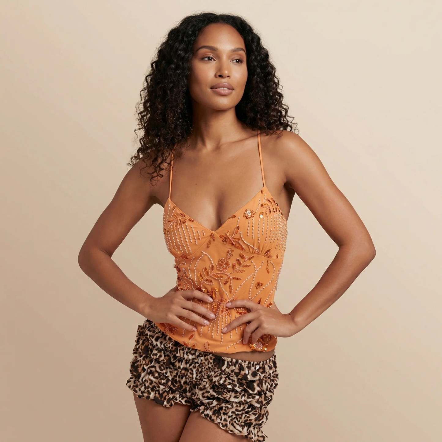 Women's Cocktail Sequin V Neck Cami Top - product image 4