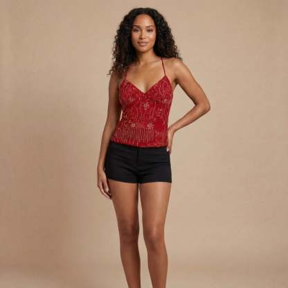Women's Cocktail Sequin V Neck Cami Top - product image 3