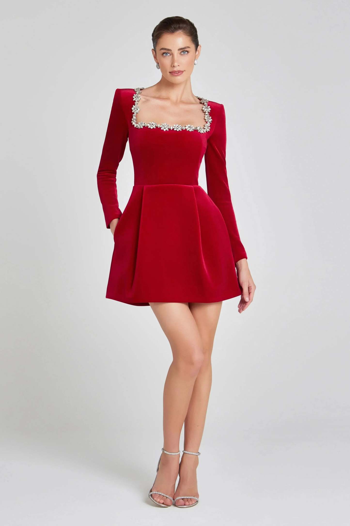 Women's Cocktail Square Neck Long Sleeve Mini Dress - product image 4