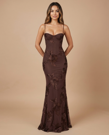 Celeste Maxi Dress - Plum Brown