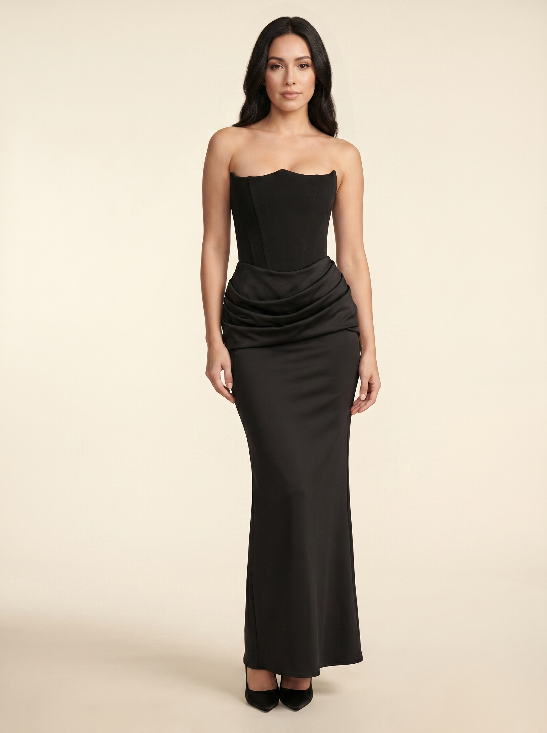 Adriana Corset Maxi Dress - Black