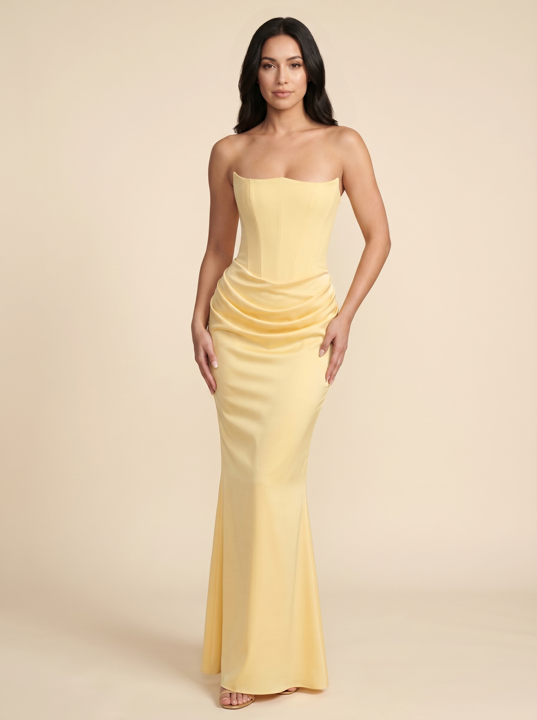 Adriana Corset Maxi Dress - Butter Yellow