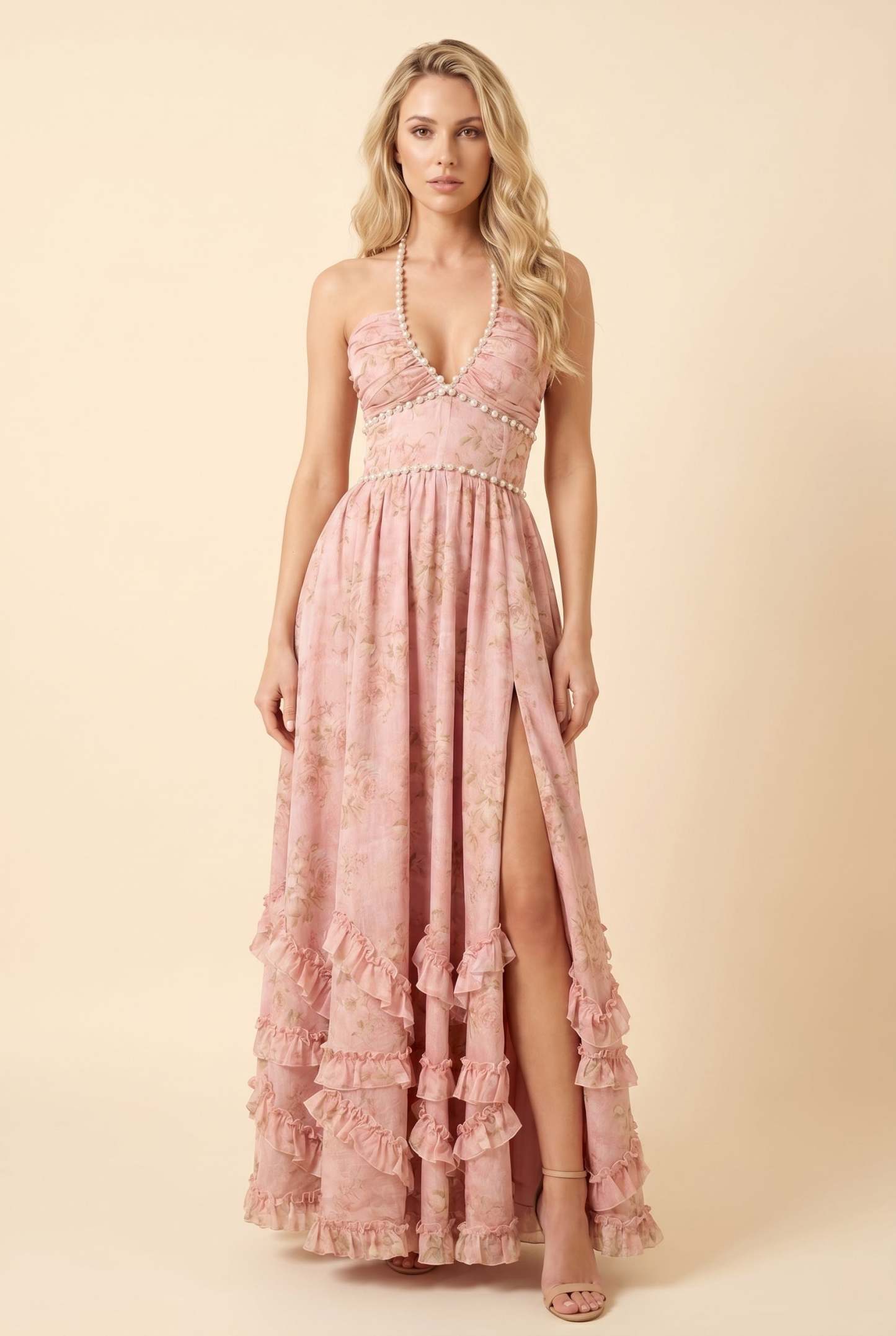Bianca Floral Tiered Maxi Dress - Pink