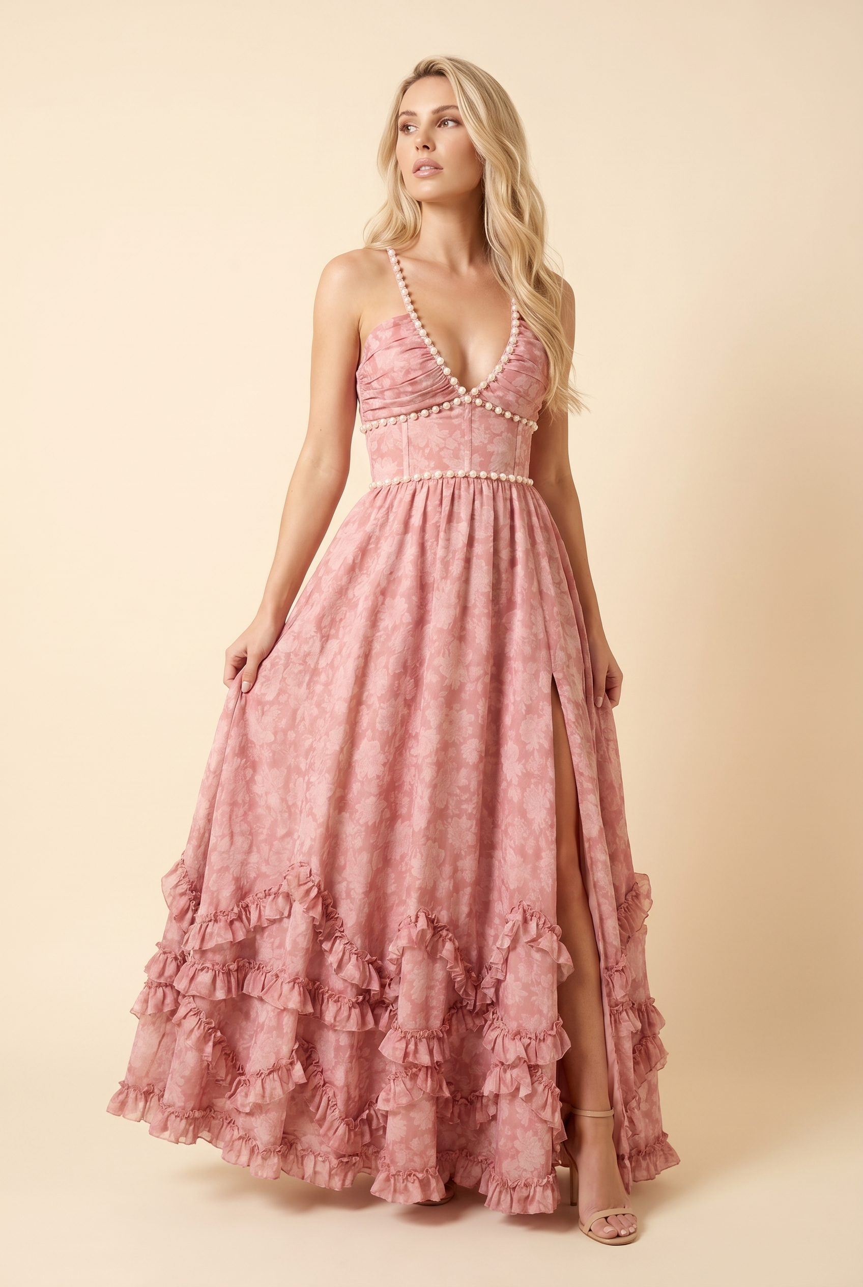 Bianca Floral Tiered Maxi Dress - Blush Petal