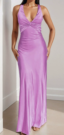Arabella Twist Maxi Dress - Purple