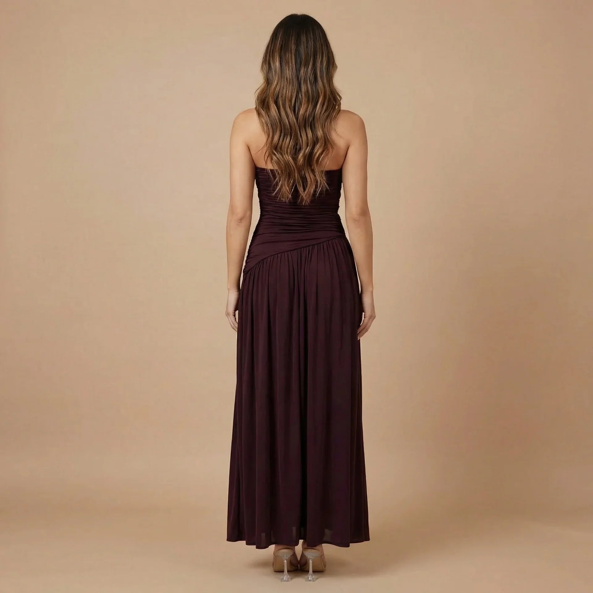 Women's Wedding Guest Strapless Maxi Dress with Slit - product image 2