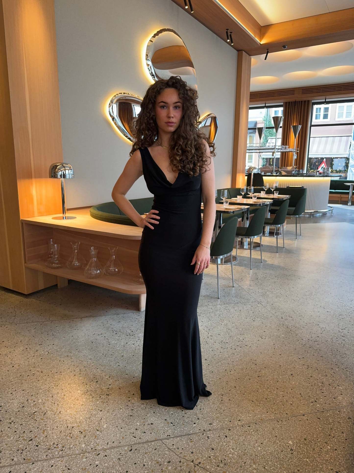 Women's Cocktail Open Back Draped V Neck Maxi Dress
