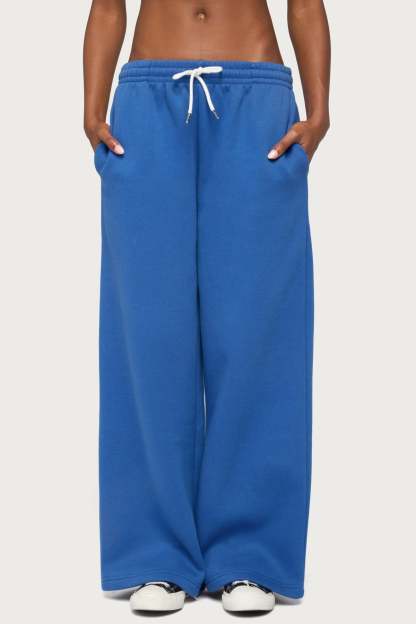 Kamari Low Rise Wide Sweatpants - BLUE