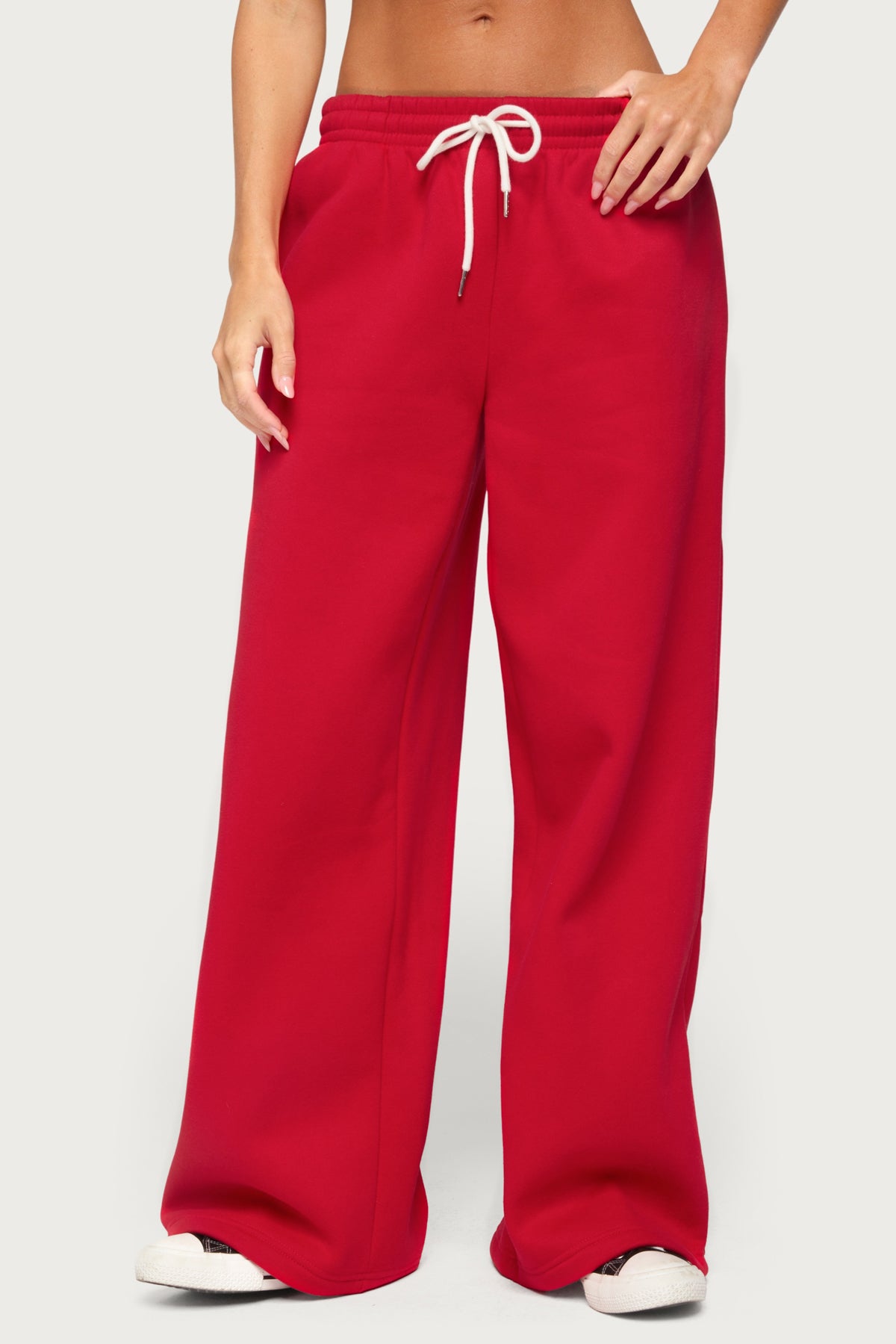 Kamari Low Rise Wide Sweatpants - RED