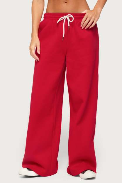 Kamari Low Rise Wide Sweatpants - RED