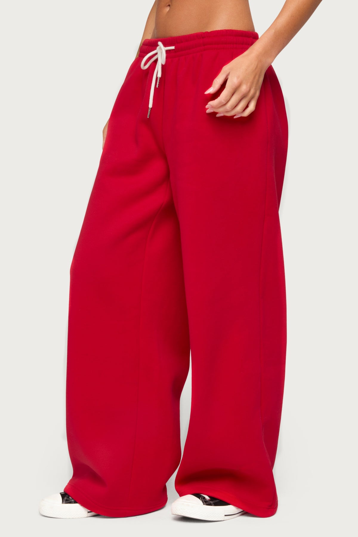 Kamari Low Rise Wide Sweatpants - RED