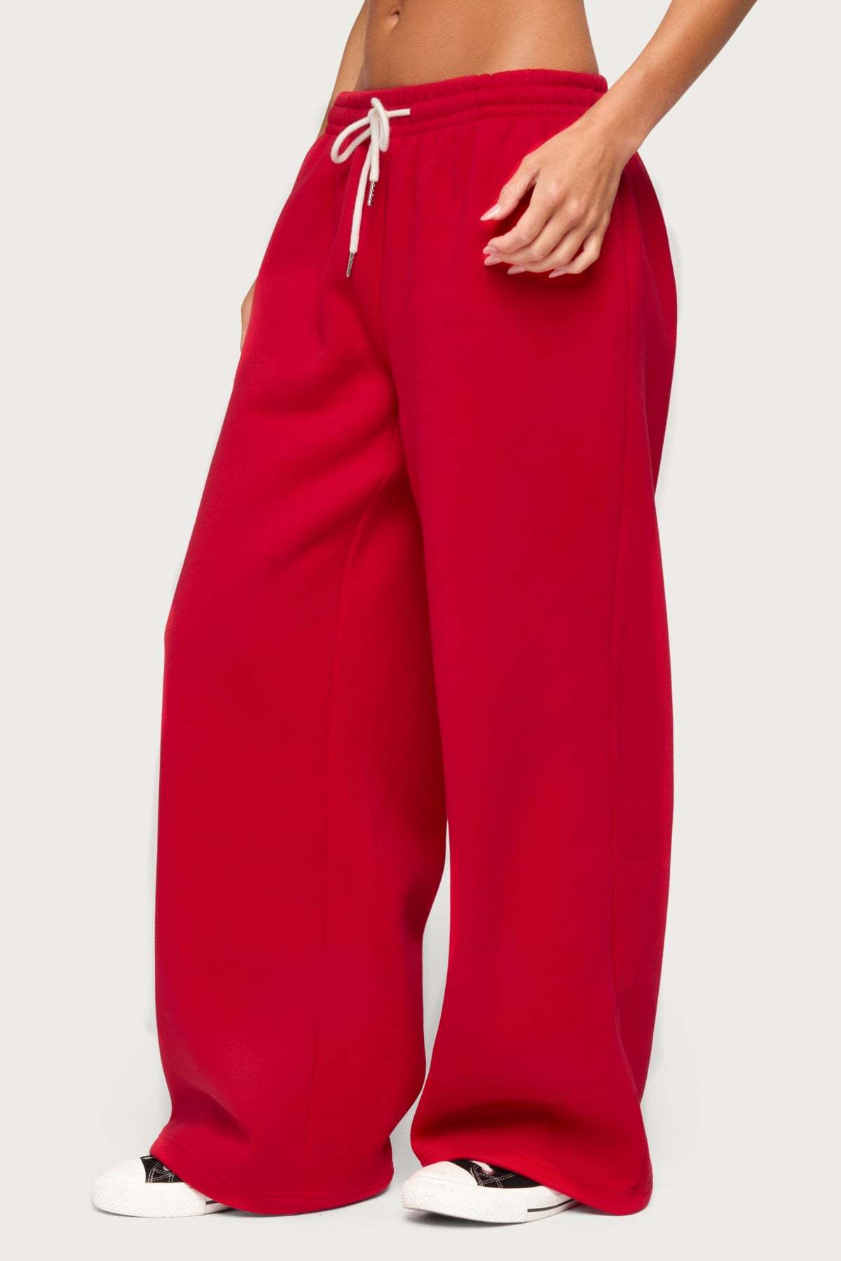 Kamari Low Rise Wide Sweatpants - RED