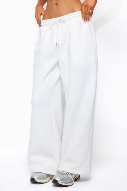 Kamari Low Rise Wide Sweatpants - WHITE