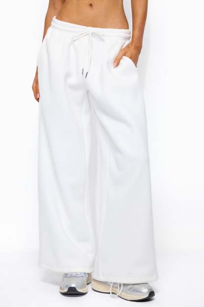 Kamari Low Rise Wide Sweatpants - WHITE
