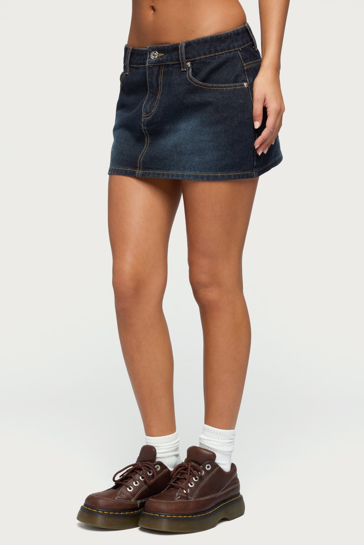 Chiara Denim Micro Skirt - DARK-BLUE-WASHED