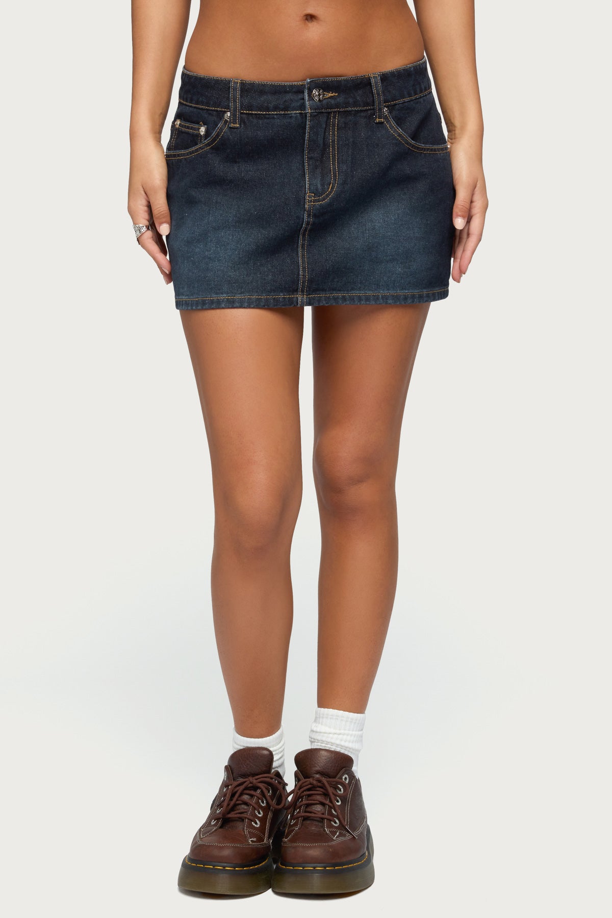 Chiara Denim Micro Skirt - DARK-BLUE-WASHED