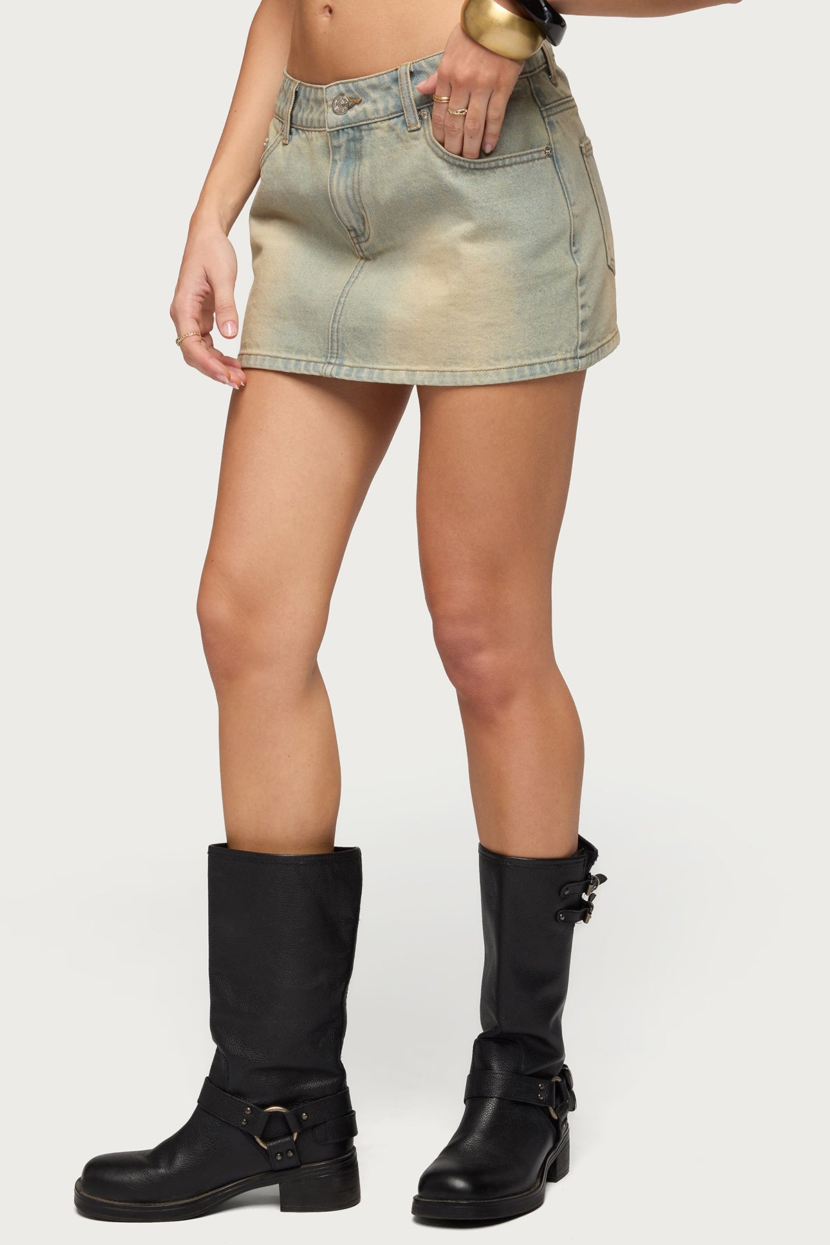 Chiara Denim Micro Skirt - TINTED-DENIM