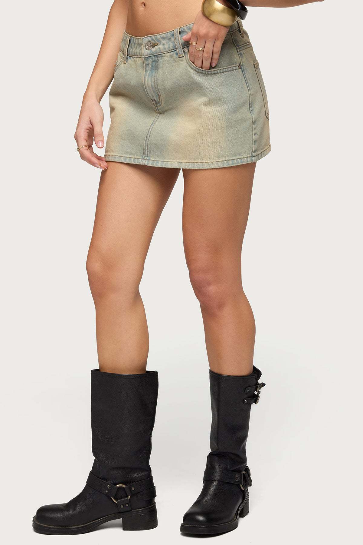 Chiara Denim Micro Skirt - TINTED-DENIM
