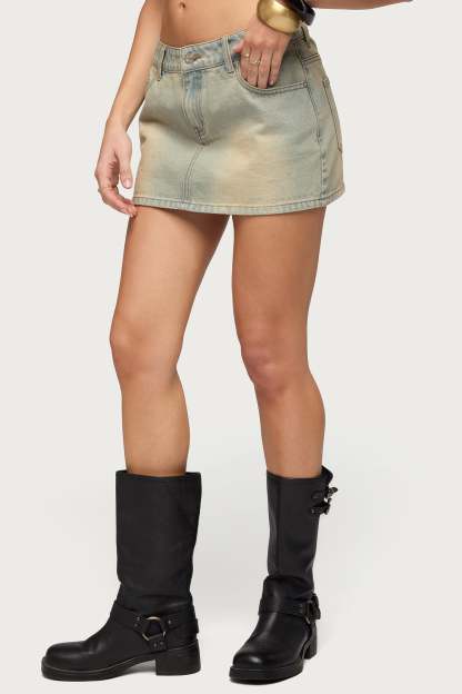 Chiara Denim Micro Skirt - TINTED-DENIM